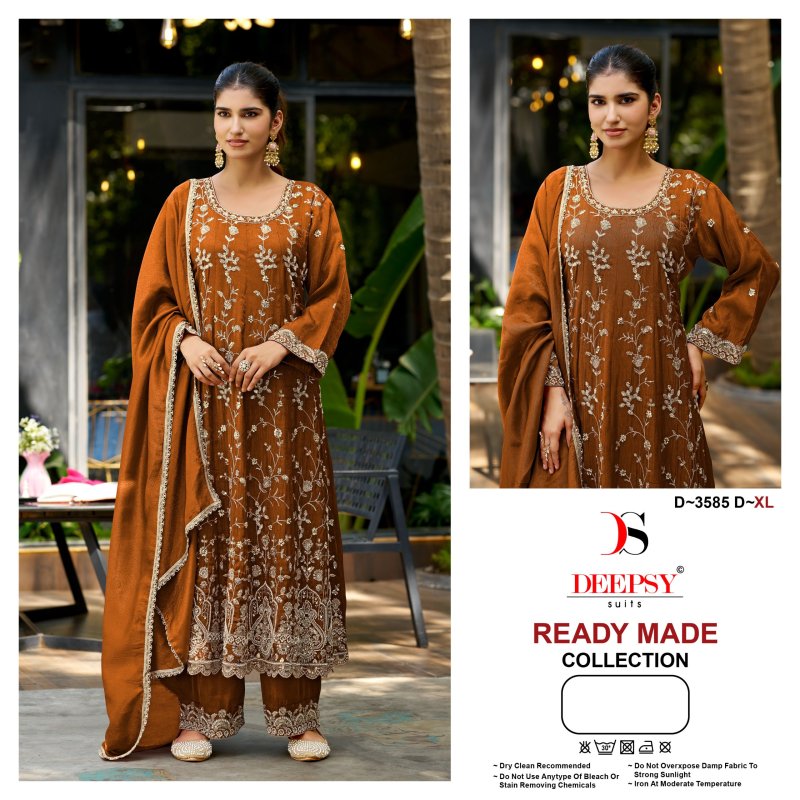 D 3585 A To D By Deepsy Viscose Tissue Silk Pakistani Readymade Suits 